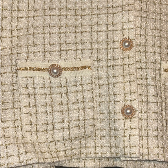 Classic Preppy Cream & Gold Tweed Jacket - Size XL - Picture 8 of 9